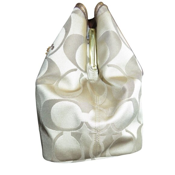 Coach 2011 Signature C Floral Applique Frame Kisslock Frame Bag Carryall Satchel - Picture 4 of 16